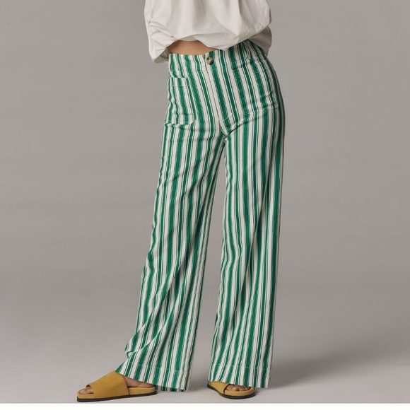 Anthropologie Pants - NWT Maeve• The Colette — the full length- green and white vertical stripe pants